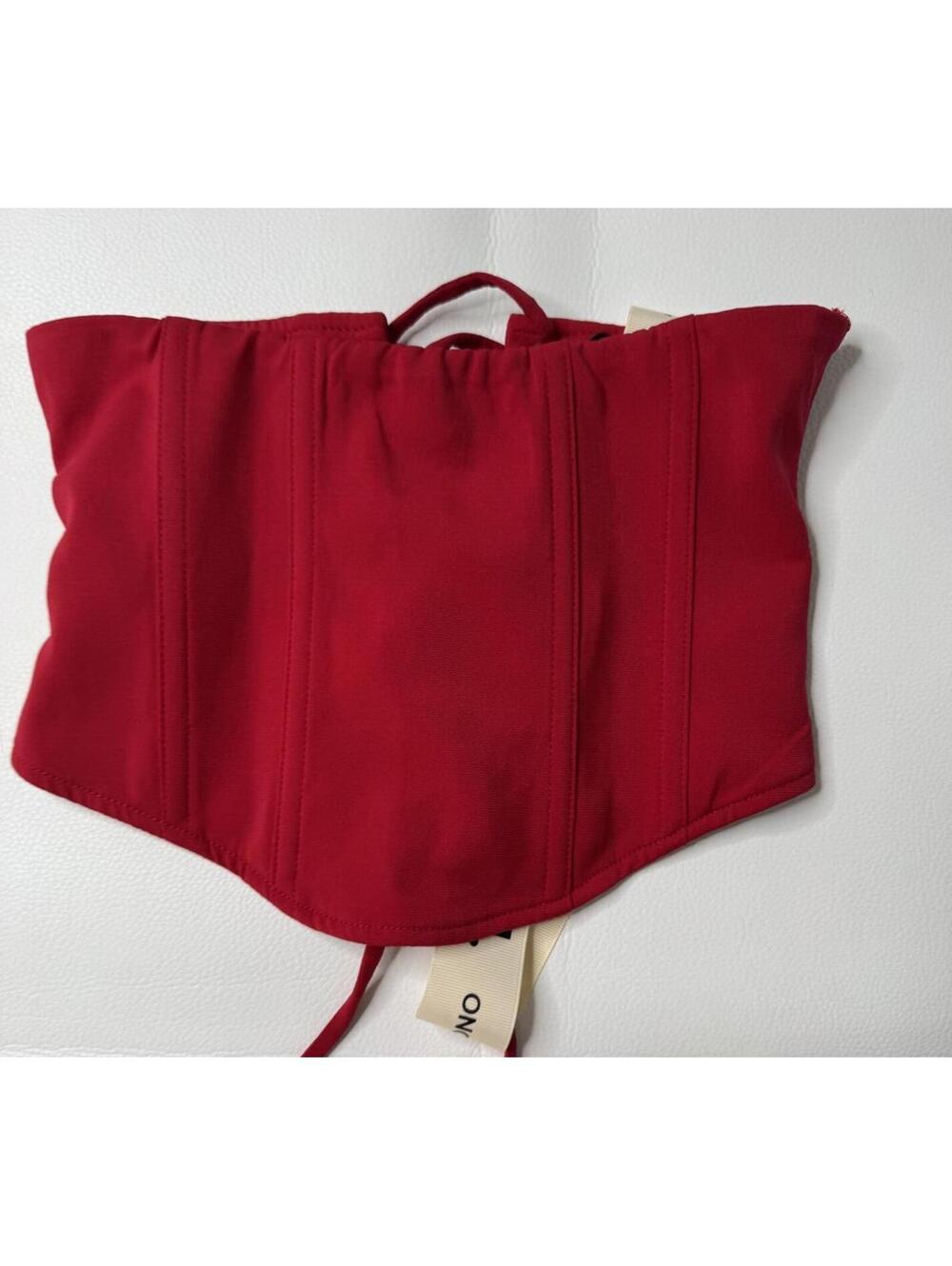 Red Lace-Up Corset Top